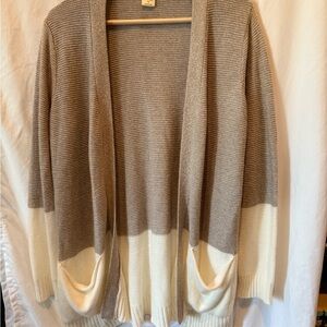 Cotton Emporium Taupe and Cream Cardigan